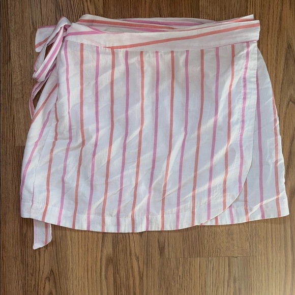 Fabletics Pink and Orange Striped Wrap Skirt - Picture 1 of 6